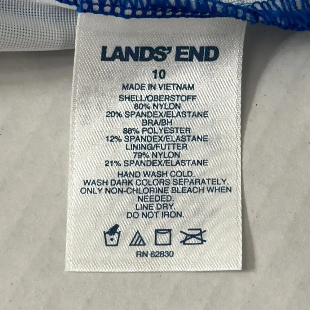 Lands' End Blue Underwire Tankini Top Size 10 NWOT